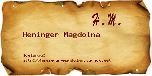 Heninger Magdolna névjegykártya